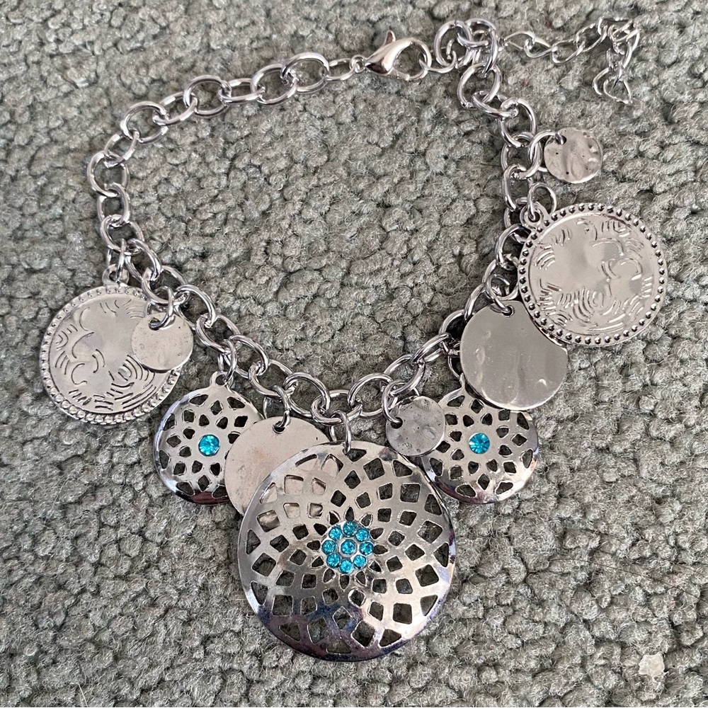 Silver and Blue Charm Bracelet